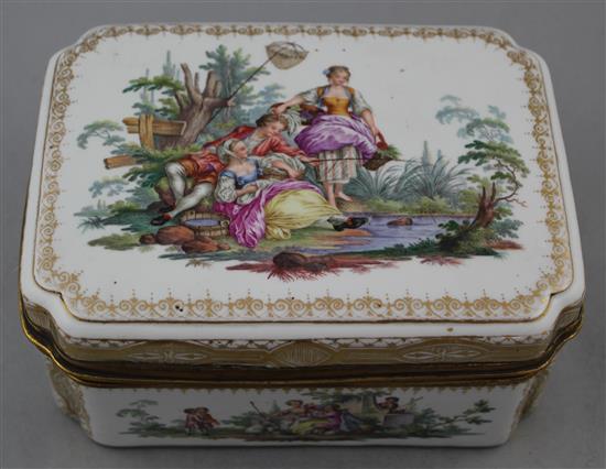 A Meissen porcelain necessaire casket, late 19th century, 20cm.